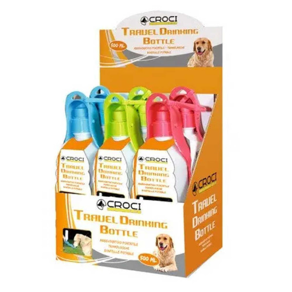Пляшка дорожня для собак CROCI, колір асорті, пластик, 360 мл