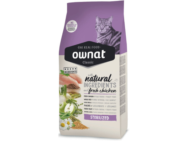 Овнат Ownat Classic Cat Adult Sterilized сухий корм із куркою для стерилізованих котів і кішок, 4 кг (16280)