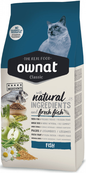 Овнат Фіш Ownat Classic Cat Adult Fish збалансований сухий корм зі свіжою рибою для котів, 4 кг (16242)