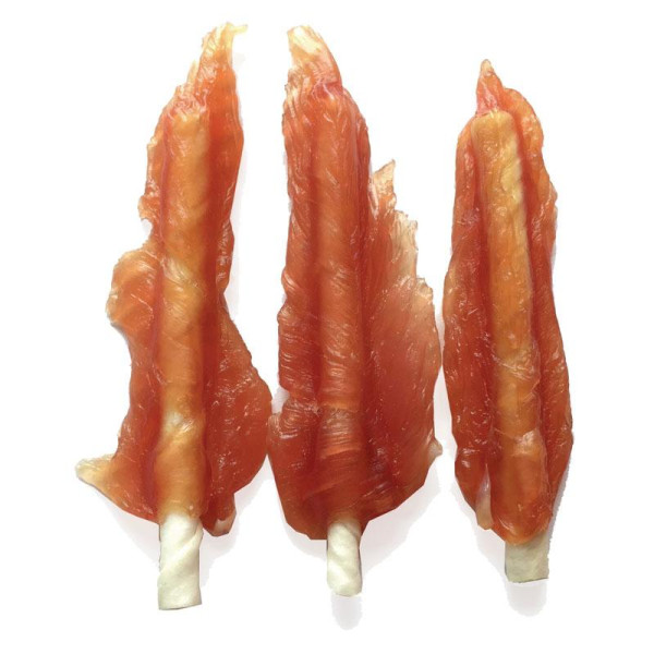 М'яке куряче в'ялене м'ясо на жувальній паличці з сиром'ятної шкіри (≈18шт/уп), 500г, 20шт/ящ.