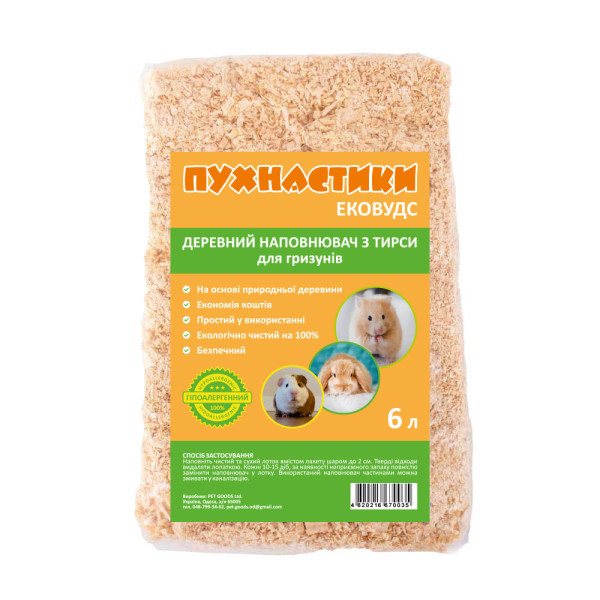 Тирса д/гриз.древ."Пухнастики", 500гр (6л)