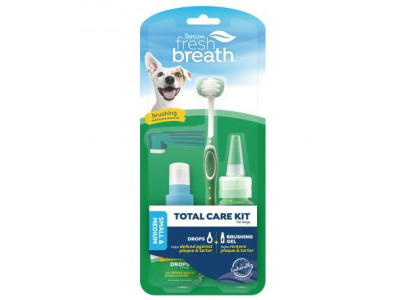 Набір Тropiclean Fresh Breath Total Care Kit for Small Dog Тропіклін "Свіже Дихання" для дрібних собак, гель + краплі у воду + 2 щітки