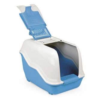 Туалет-бокс Нетта 54*39*40 см Netta пластиковий закритий із фільтром для кішок, колір синій