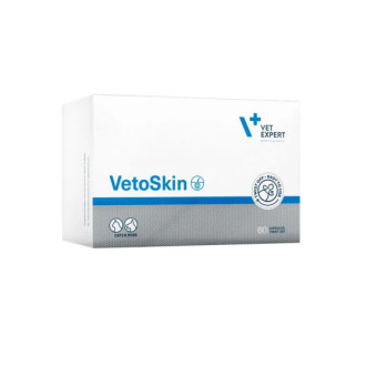 Ветоскін Vetoskin Vetexpert харчова добавка при дерматологічних захворюваннях шкіри у собак і кішок, 60 капсул