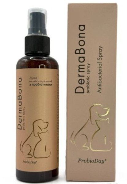 ДермаБона DermaBona ProbioDay антибактеріальний спрей з пробіотиками для загоєння ран у собак і котів, 100 мл