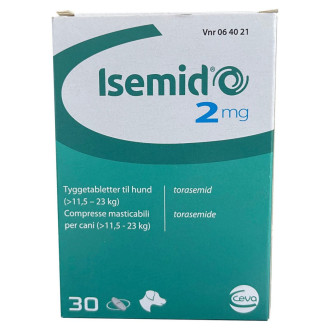 Ісемід 2 мг Ceva Isemid при застійній серцевій недостатності, набряку легенів у собак, 30 таблеток