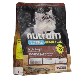 Нутрам Nutram T22 Total GF All Life Stages Сhicken & Turkey сухий корм з куркою та індичкою для котів, 340 гр (T22_(340g)
