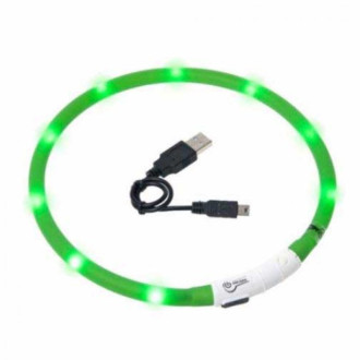 Нашийник світний силіконовий Croci LedCollar USB для собак, зелений, 40 см (C5158678)