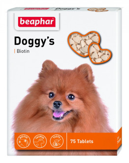 Доггіс + Біотин Doggy's + Biotin Beaphar вітамінізоване ласощі з біотином для собак, 75 таблеток