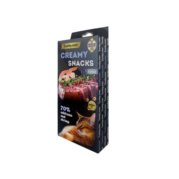 Лагідне пюре для котів з м`якоті тихоокіанського тунця та креветок у стіках по 10 г, 6 шт/уп, 100 уп
