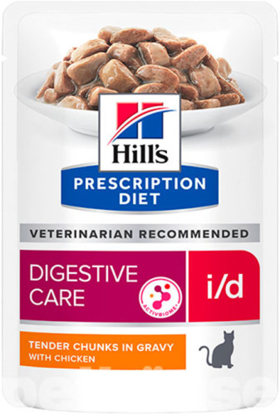 Hill's PD Feline I/D Chicken Pouches вологий корм з куркою при проблемах з ШКТ у кішок і кошенят, 12 паучів по 85 гр