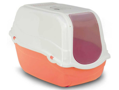 Пластиковий туалет-бокс Ромео Bergamo Romeo Melone 57*39*41 см з фільтром, для котів, колір персик