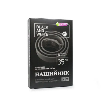 Нашийник Вітомакс Vitomax Black & White від бліх і кліщів для котів і дрібних собак, чорний, 35 см