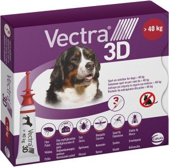 Вектра 3D для собак 40 - 65 кг Vectra 3D краплі від бліх, кліщів, комарів, 3 піпетки