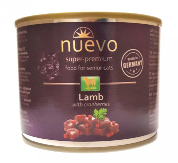 Нуево 200 гр Nuevo Cat Senior Lamb & Cranberries консервований корм з ягням, журавлиною для літніх котів, упаковка 6 банок (95116)