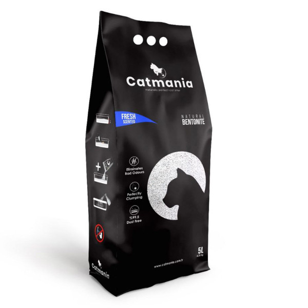 Катманія Свіжість Catmania Fresh Scented бентонітовий грудкуючий наповнювач для котячих туалетів, блакитні гранули, 5 л