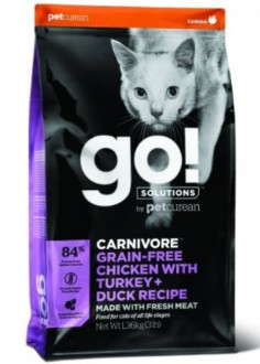 Гоу! Go! Solutions Carnivore Fit+Free Grain Free Chicken, Turkey, Duck Recipe сухий беззерновий корм для котів з куркою, індичкою та качкою, 1,4 кг (FG00040)