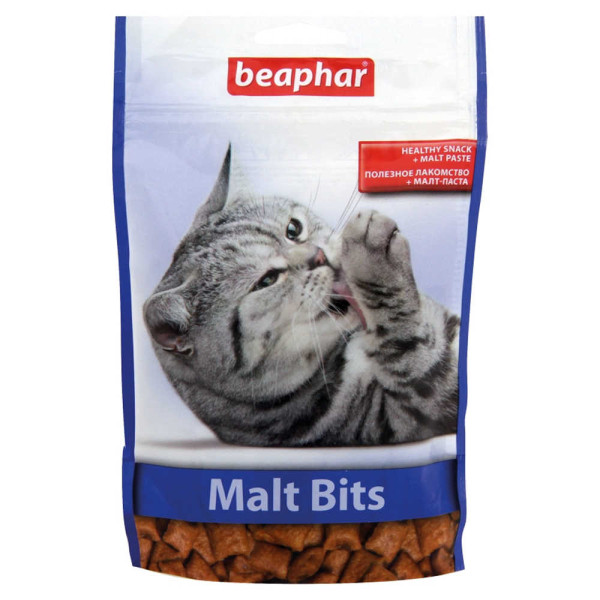 Малт Бітс Beaphar Malt Bits Katze подушечки - ласощі для виведення шерсті зі шлунка кішок і кошенят, 150 гр (13247)