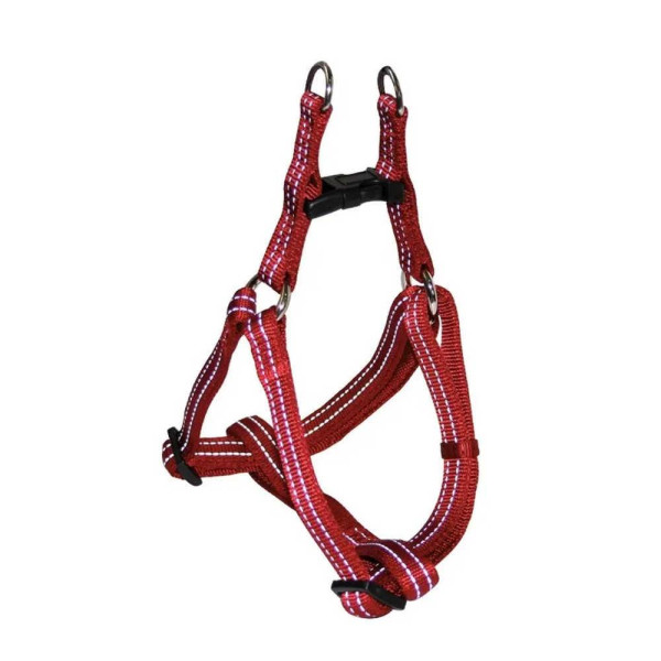 Шлея CROCI SOFT REFLECTIVE, світловідбиваюча, м'яка, червона, нейлон, 25-40x1 см