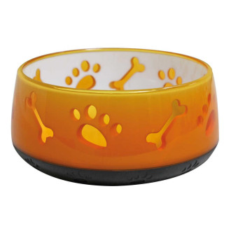 Миска CROCI Doggy, пластик, напівпрозора, прогумоване дно, оранж, 0,3л, 10см