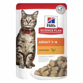Hill's Science Plan Feline Adult Chicken Pouches вологий корм з куркою для дорослих котів від 1 до 6 років, 12 паучів по 85 гр