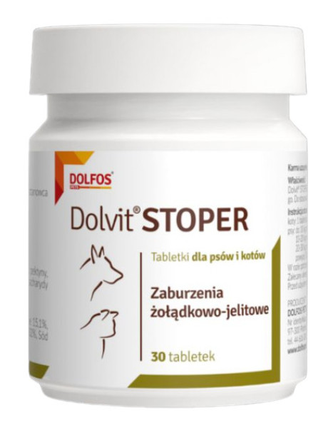 Долвiт Стопер Dolvit Stoper Dolfos для лікування діареї у кішок і собак, 30 таблеток