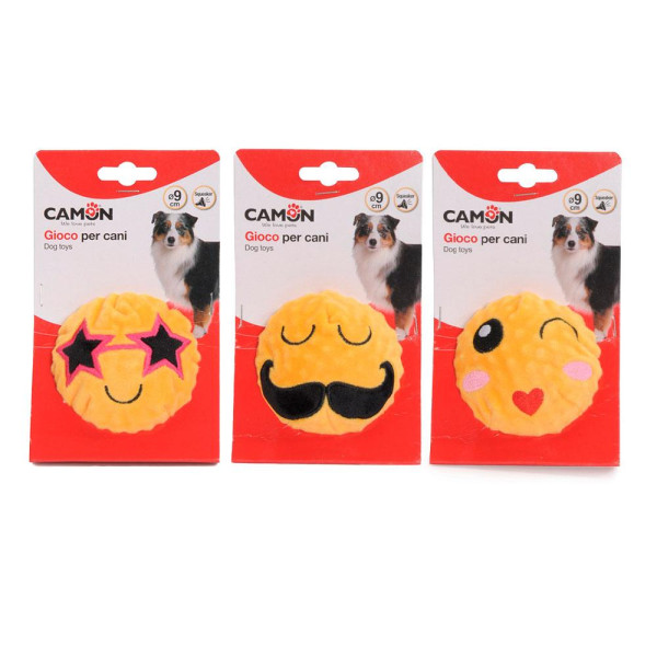Іграшка для собак CAMON м'ячик Посмішка плюшевий з пищалкою, 9 см