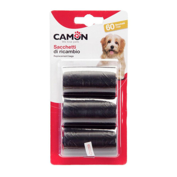 Пакети для собачих фекалій CAMON, 6 см, чорні, 3 штx20 пак