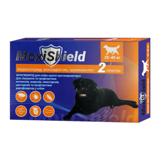 Краплі MoxiShield від бліх, кліщів і глистів для собак вагою від 25 до 40 кг, 2 піпетки (M-819)