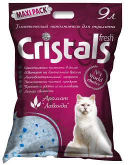 Кристал Фреш Cristals Fresh силікагелевий гігієнічний наповнювач із лавандою для котячого туалету, 9 л (Cristal 9)