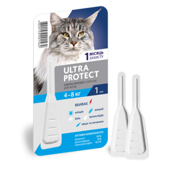 Ультра Протект для кішок 4-8 кг Ultra Protect краплі від бліх і кліщів, 1 піпетка
