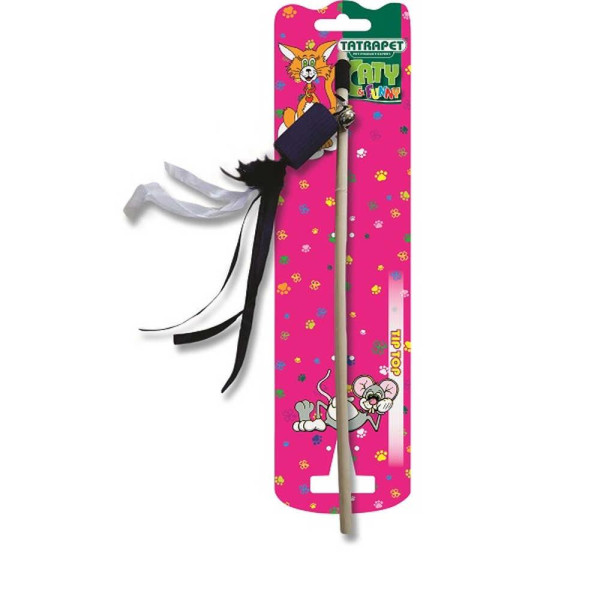 Іграшка для котів TETRAPET Caty funny дразнилка зі стрічками та дзвіночком, 40 см