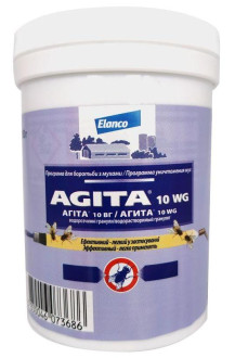 Агіта 10 ВГ Agita 10 WG інсектицидний засіб проти мух,тарганів,бліх у тваринницьких приміщеннях, 100 гр