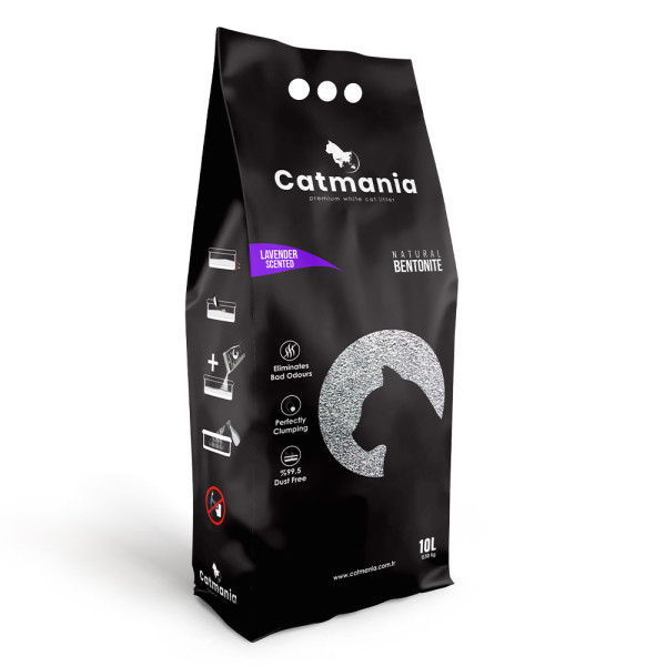 Катманія Лаванда Catmania бентонітовий грудкуючий наповнювач для котячих туалетів, фіолетові гранули, 10 л