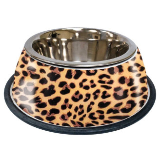 Миска CROCI Animalier Leopard, нерж. з гумовим підставою, принт, 0,37л, 20см