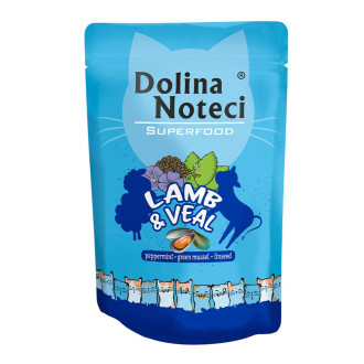 Пауч Dolina Noteci Superfood для котів з ягнятиною та телятиною,85 гр