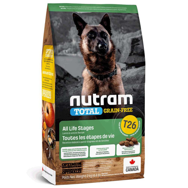 Нутрам T26 Nutram Total GF Holistic Lamb &amp; Lentils сухий беззерновий корм з ягням для собак і цуценят, 2 кг (T26_(2kg)