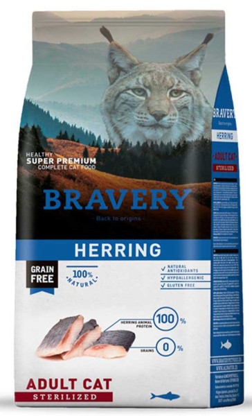 Бравері Bravery Herring Adult Cat Sterilized сухий корм для стерилізованих кішок і кастрованих котів, 7 кг (0708)