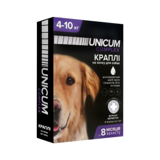 Краплі від бліх, кліщів та гельмінтів на холку для собак Unicum COMPLEX 4-10 кг (івермектин+фіпр.)/1