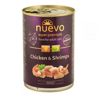 Нуево 400 гр Nuevo Cat Adult Chicken & Shrimps вологий корм із куркою та креветками для котів, упаковка 6 банок