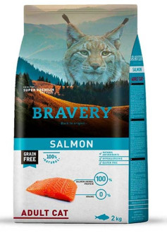 Бравері Bravery Salmon Adult Cat беззерновий сухий корм із лососем для дорослих котів, 2 кг (7647)