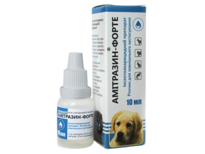 Амітразин-Форте з дозатором, 10 мл, для собак і кішок при отодектозі, саркоптозі, нотоєдрозі, демодекозі та грибкових захворюваннях