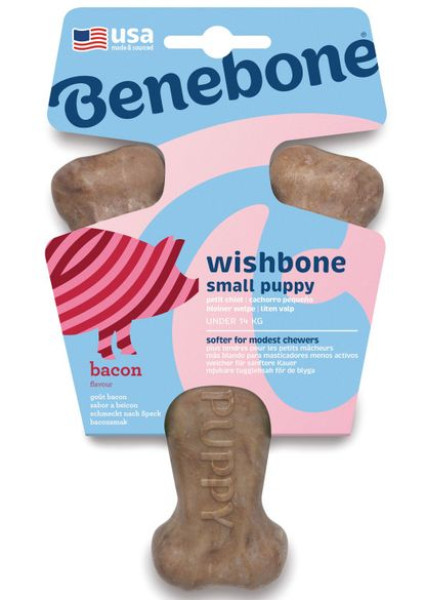 Жувальна іграшка Benebone Puppy Wishbone Bacon Small важіль зі смаком бекону для цуценят до 13 кг, розмір S (829500)