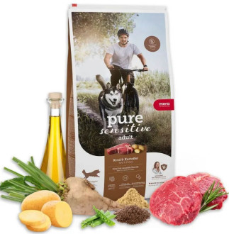 Мера Mera Pure Sensitive Dog Adult Fresh Meat Rind & Kartoffel сухий корм з яловичиною для середніх і великих собак, 4 кг