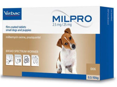 Мілпро Virbac Milpro таблетки від глистів для собак вагою від 0,5 до 5 кг, 4 таблетки