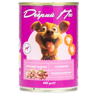 Корм Добрий Пес, для дорослих собак паштет з печінкою, 415 гр. ж/б