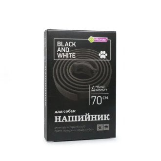 Нашийник Вітомакс Vitomax Black & White від бліх і кліщів для великих собак, чорний, 70 см