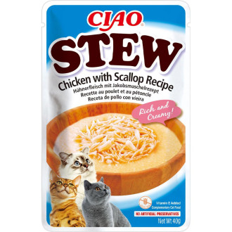 Пауч INABA "CIAO Stew" для котів, з тушкованою куркою та гребінцем 40 гр