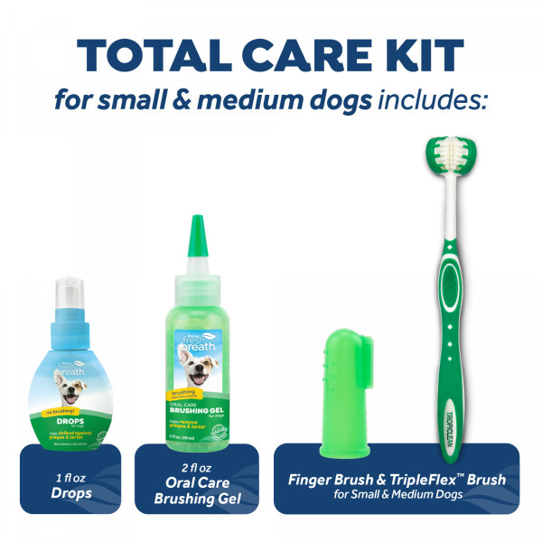 Набір Тropiclean Fresh Breath Total Care Kit for Small Dog Тропіклін &quot;Свіже Дихання&quot; для дрібних собак, гель + краплі у воду + 2 щітки