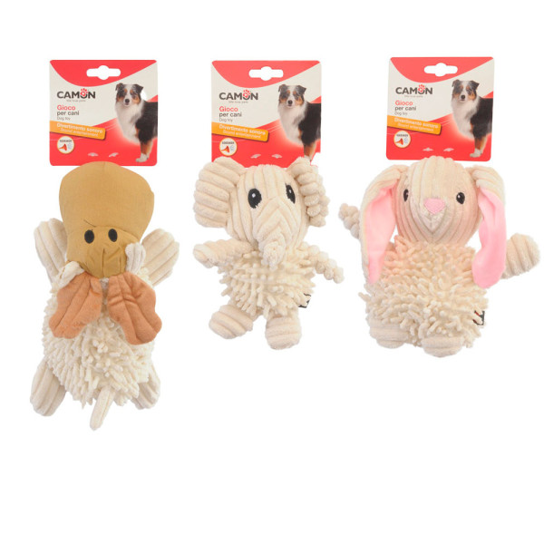 Іграшка для собак CAMON кролик, олень та слоненя плюшеві з пищалкою, 25 см